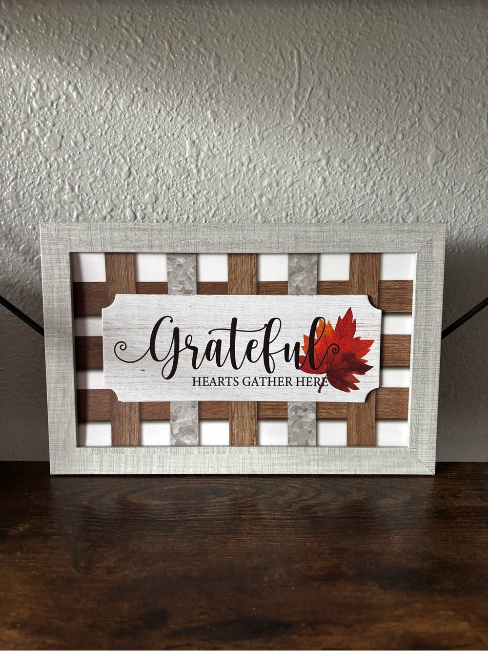 Grateful Wall Art with Leaf Accent Home Decor Fall Holidays